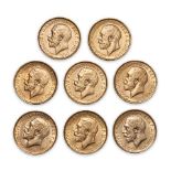 Eight George V Gold Sovereigns.