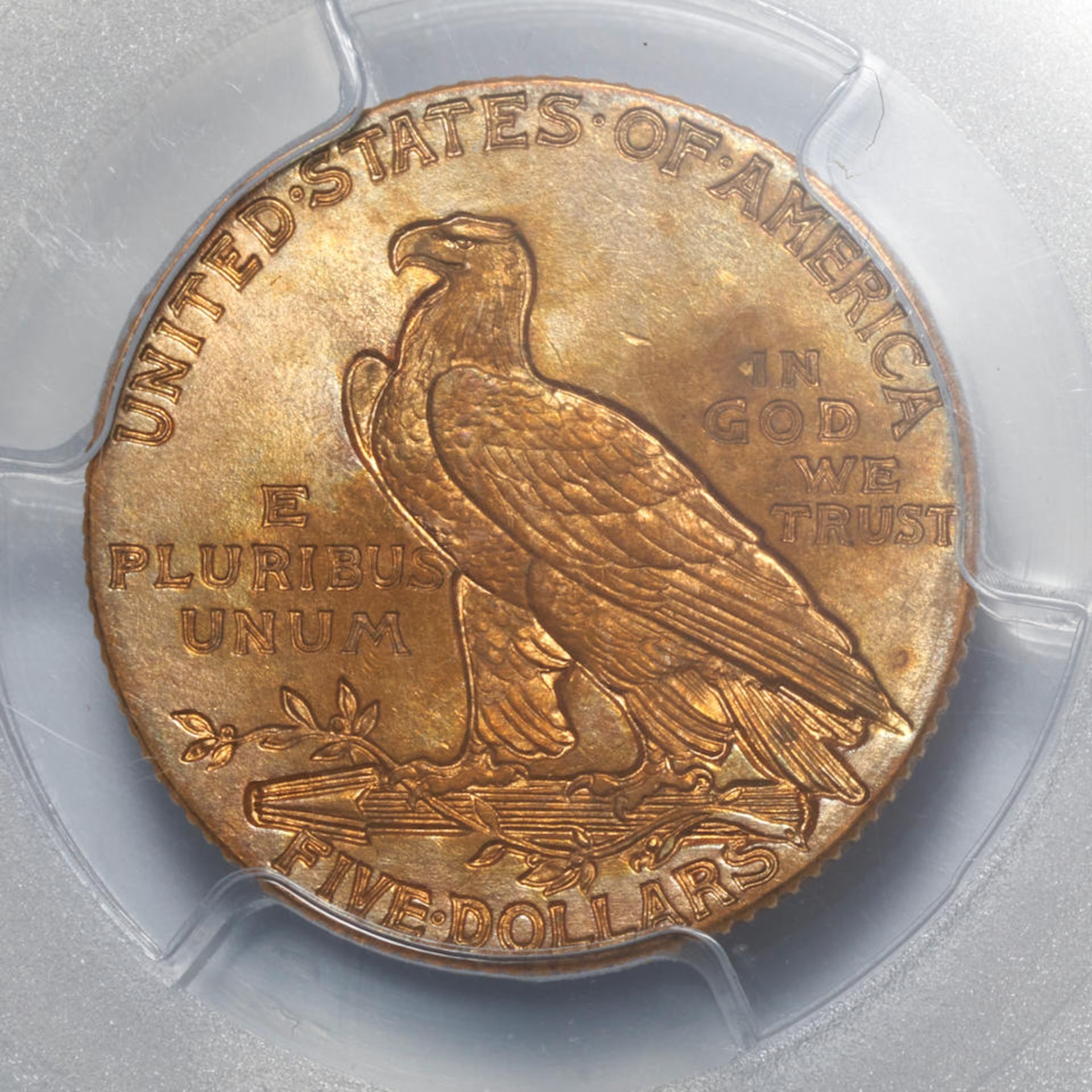 United States 1908 Indian Head $5 Half Eagle Gold Coin. - Bild 2 aus 3