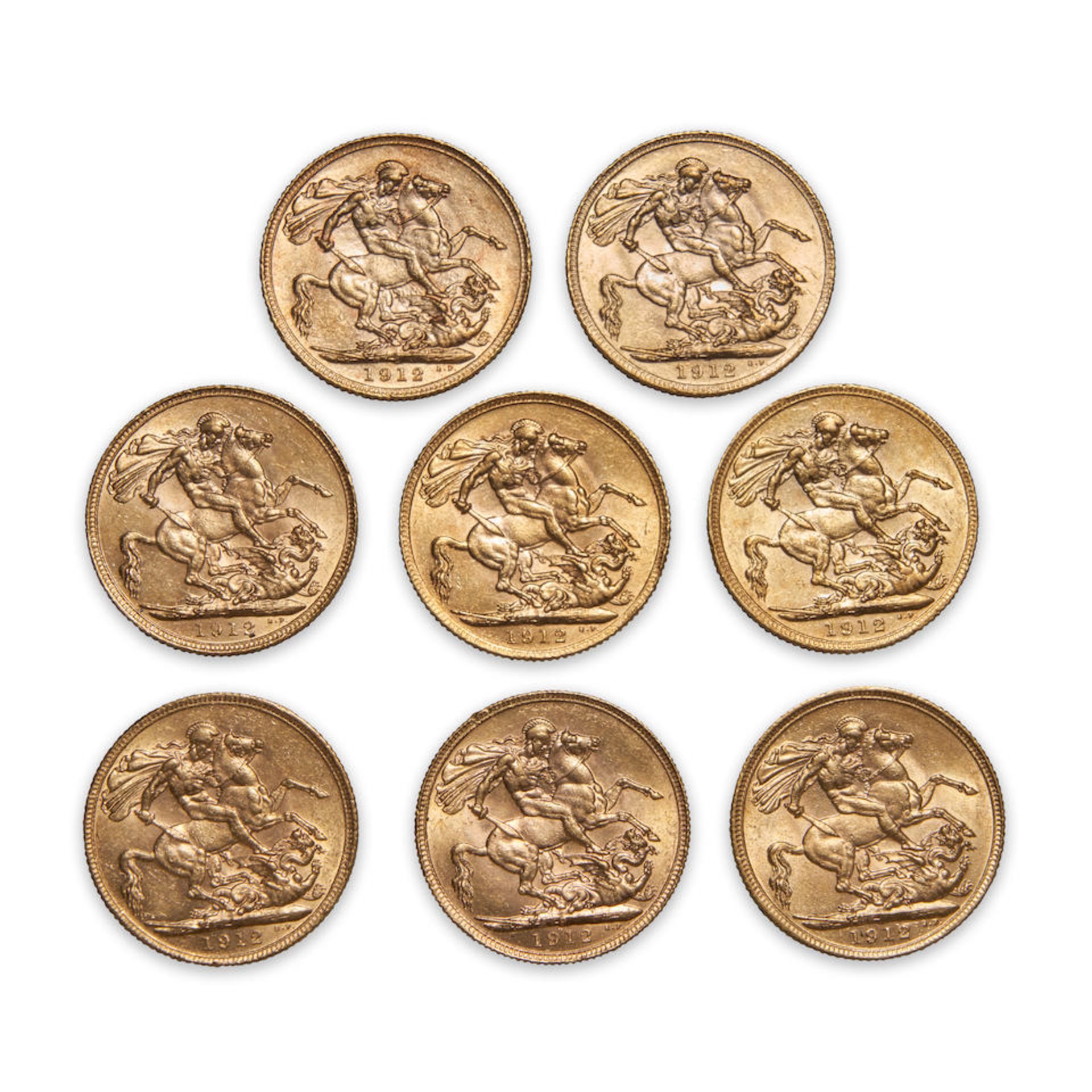 Eight George V Gold Sovereigns. - Image 2 of 2