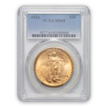 United States 1924 St. Gaudens $20 Double Eagle Gold Coin.