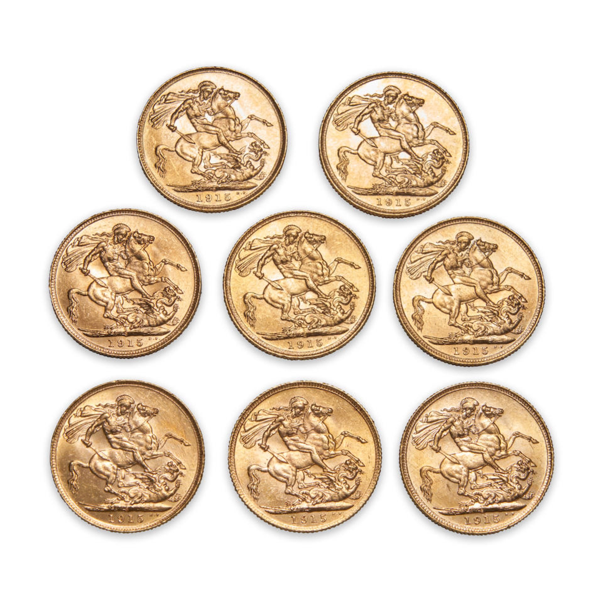 Eight George V Gold Sovereigns. - Bild 2 aus 2