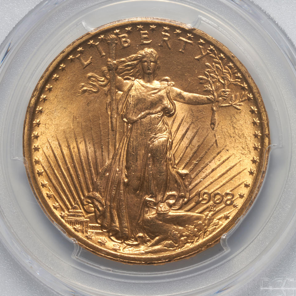 United States 1908 No Motto St. Gaudens $20 Double Eagle Gold Coin. - Image 3 of 3