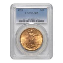 United States 1924 St. Gaudens $20 Double Eagle Gold Coin.