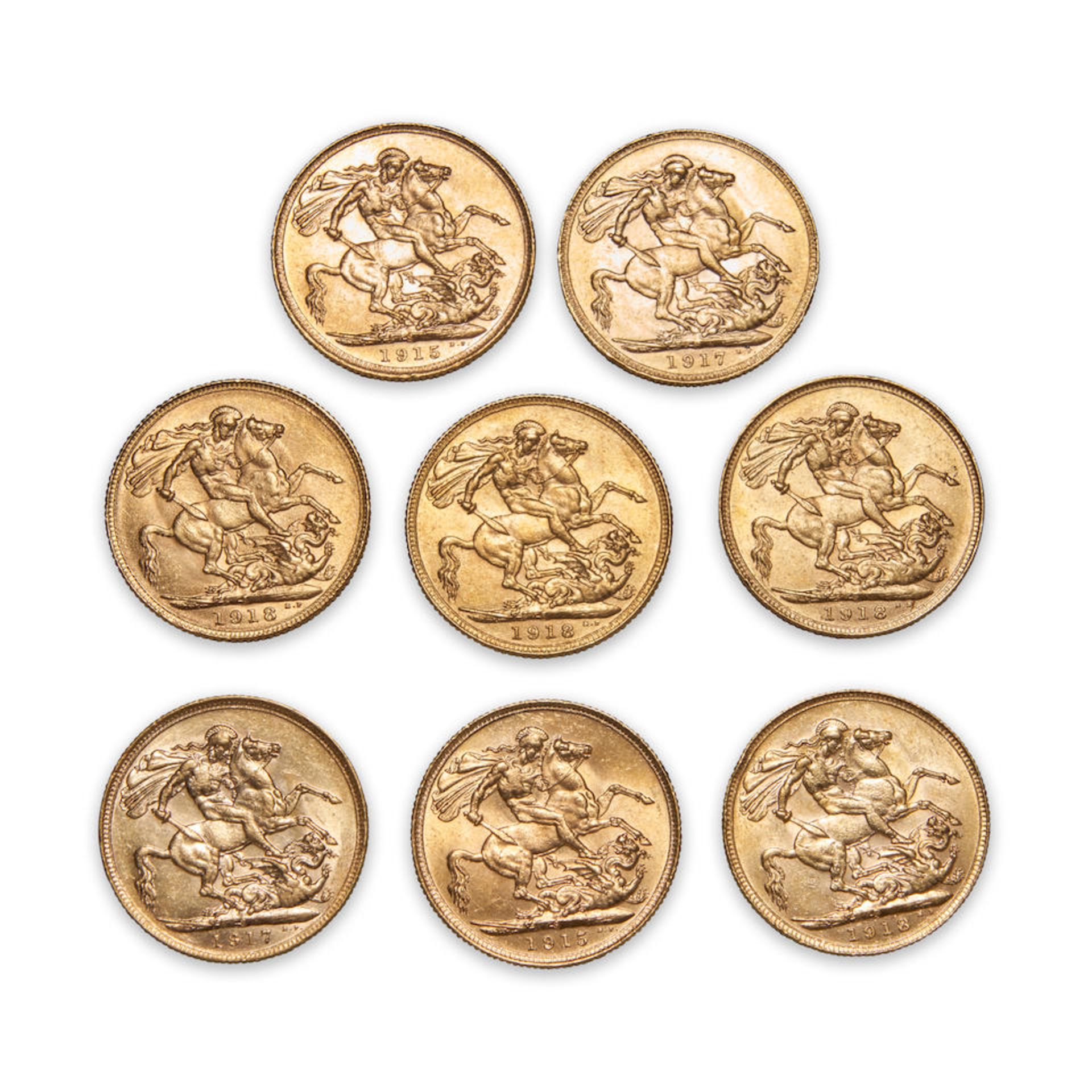 Eight George V Gold Sovereigns. - Image 2 of 2