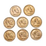 Eight Edward VII Gold Sovereigns.