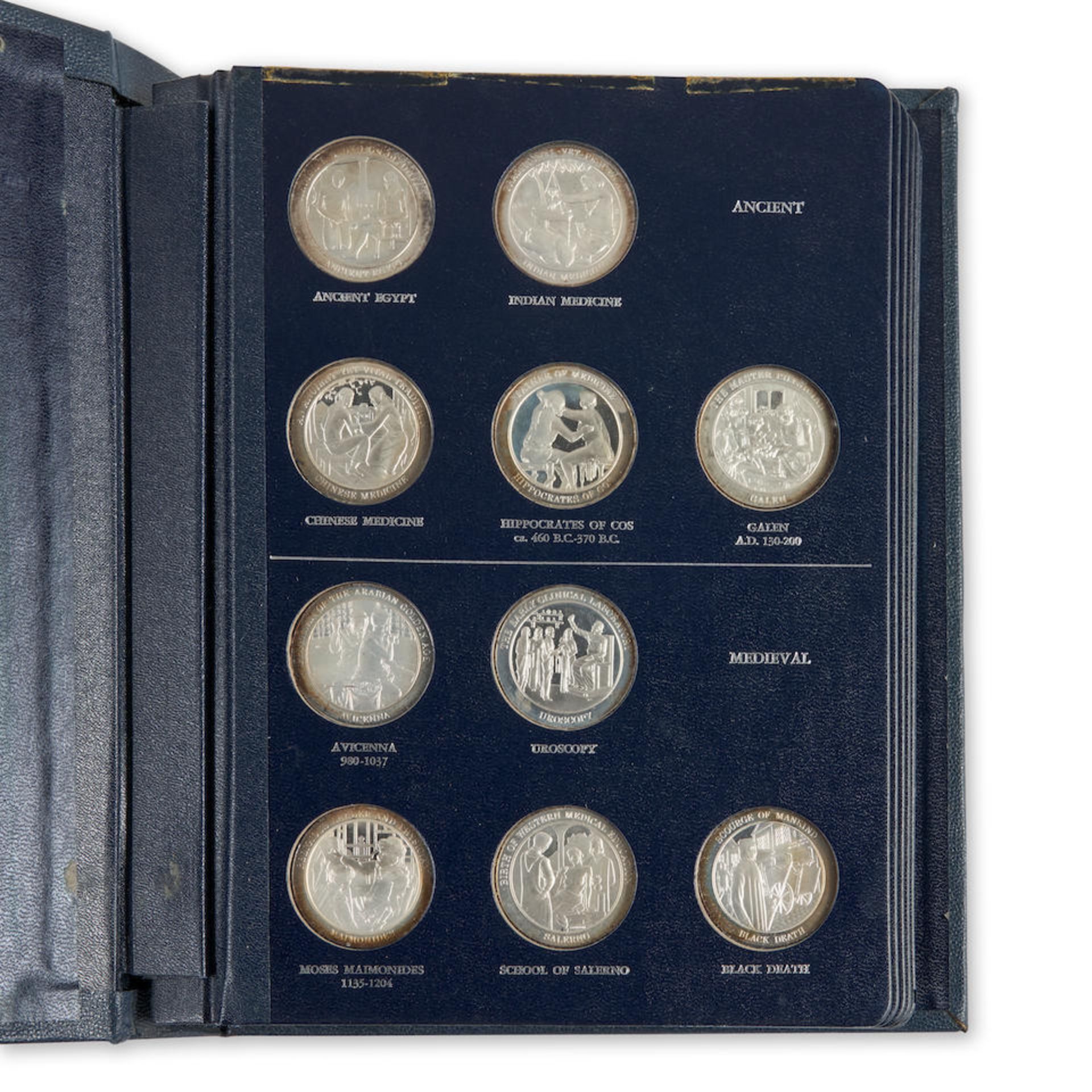 Franklin Mint Sterling Silver Medallic History of Medicine Set. 1970-72.
