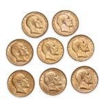 Eight Edward VII Gold Sovereigns.