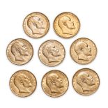 Eight Edward VII Gold Sovereigns.