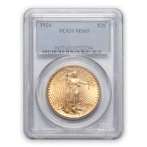 United States 1924 St. Gaudens $20 Double Eagle Gold Coin.