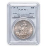 United States 1874-S Trade Dollar.