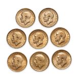 Eight George V Gold Sovereigns.