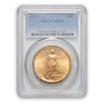 United States 1925 St. Gaudens $20 Double Eagle Gold Coin.