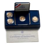 United States Four Proof 1987-W $5 Gold Constitution Commemorative Coins.