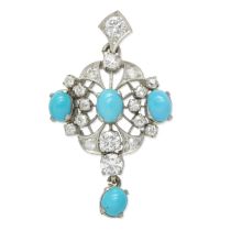 TURQUOISE AND DIAMOND PENDANT