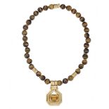 CITRINE AND TIGER'S EYE NECKLACE,