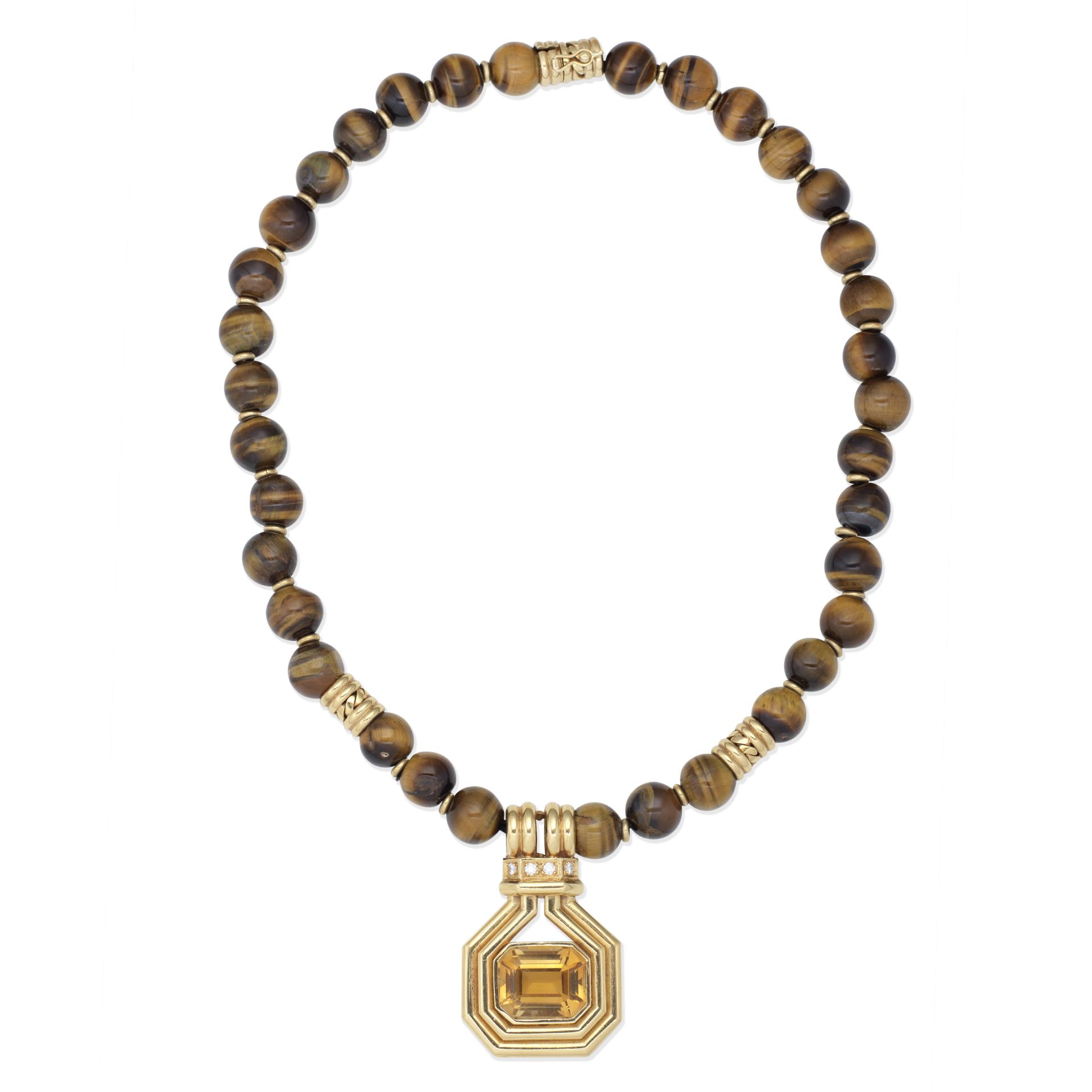 CITRINE AND TIGER'S EYE NECKLACE,