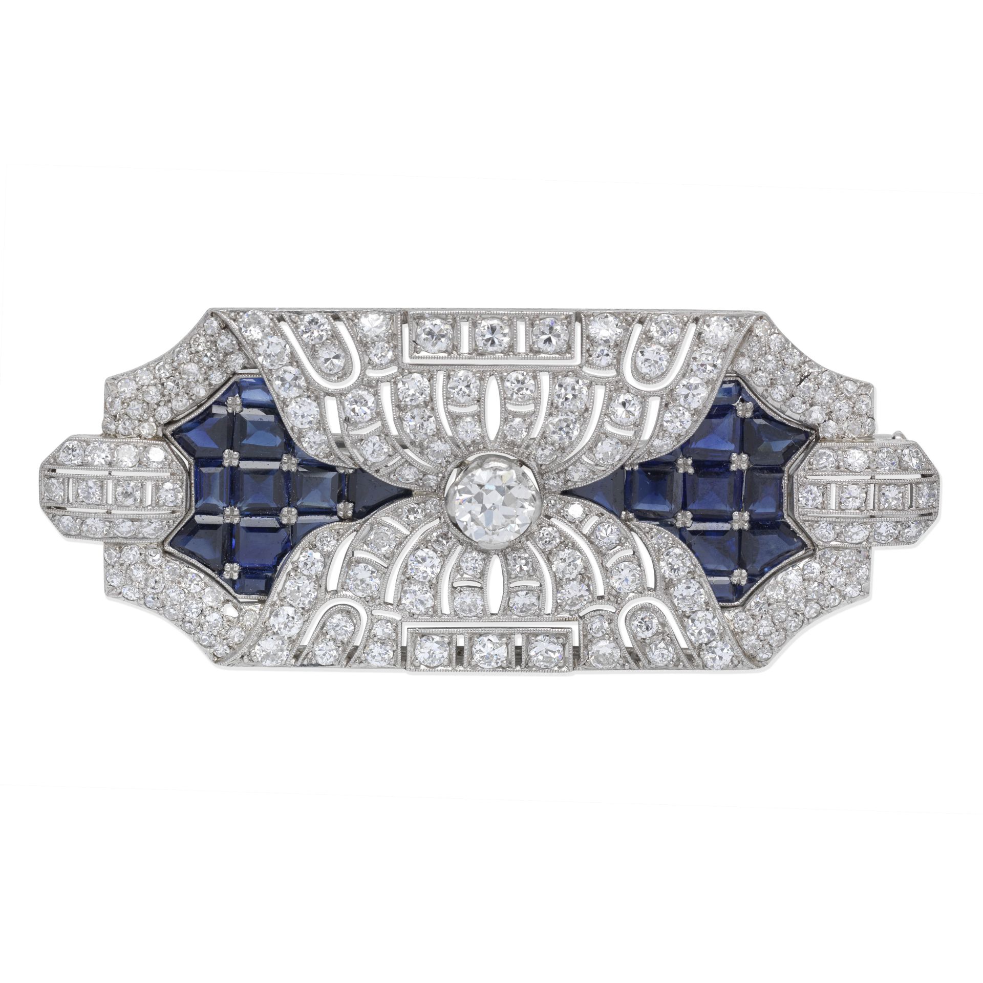 DIAMOND AND SAPPHIRE BROOCH