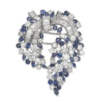 SAPPHIRE AND DIAMOND BROOCH