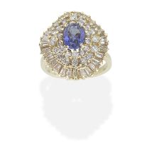 SAPPHIRE AND DIAMOND BALLERINA RING