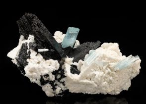 Aquamarine with Schorl and Feldspar