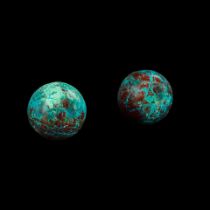 Two Chrysocolla Spheres