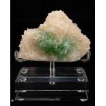 Fluorapophyllite with Stilbite on Acrylic Base