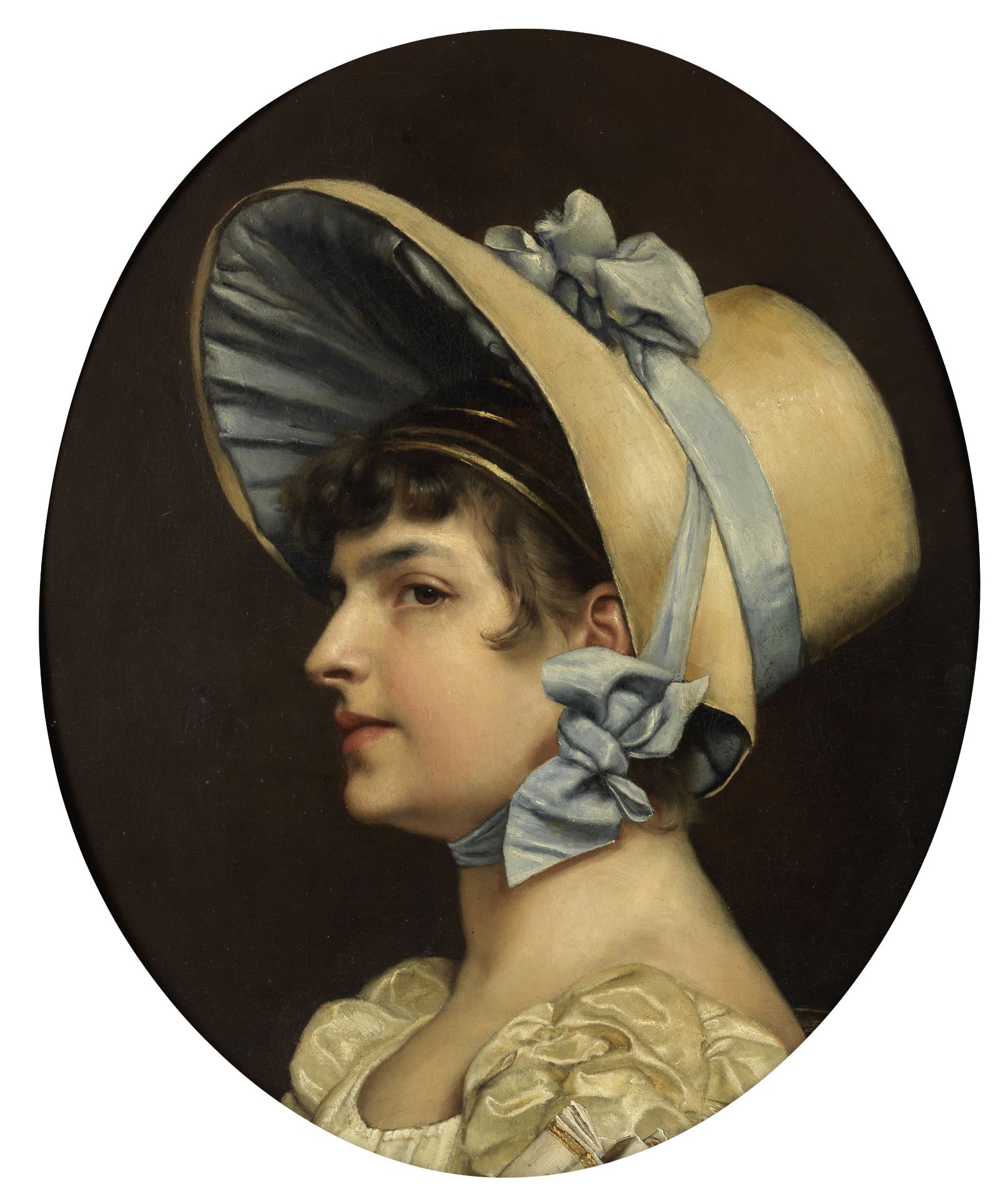French School, 19th Century Portrait of a lady with a hat
