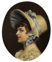 French School, 19th Century Portrait of a lady with a hat