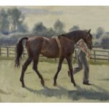 Dame Laura Knight, RA, RWS (British, 1877-1970) A study of Pay Up and his groom, 1936