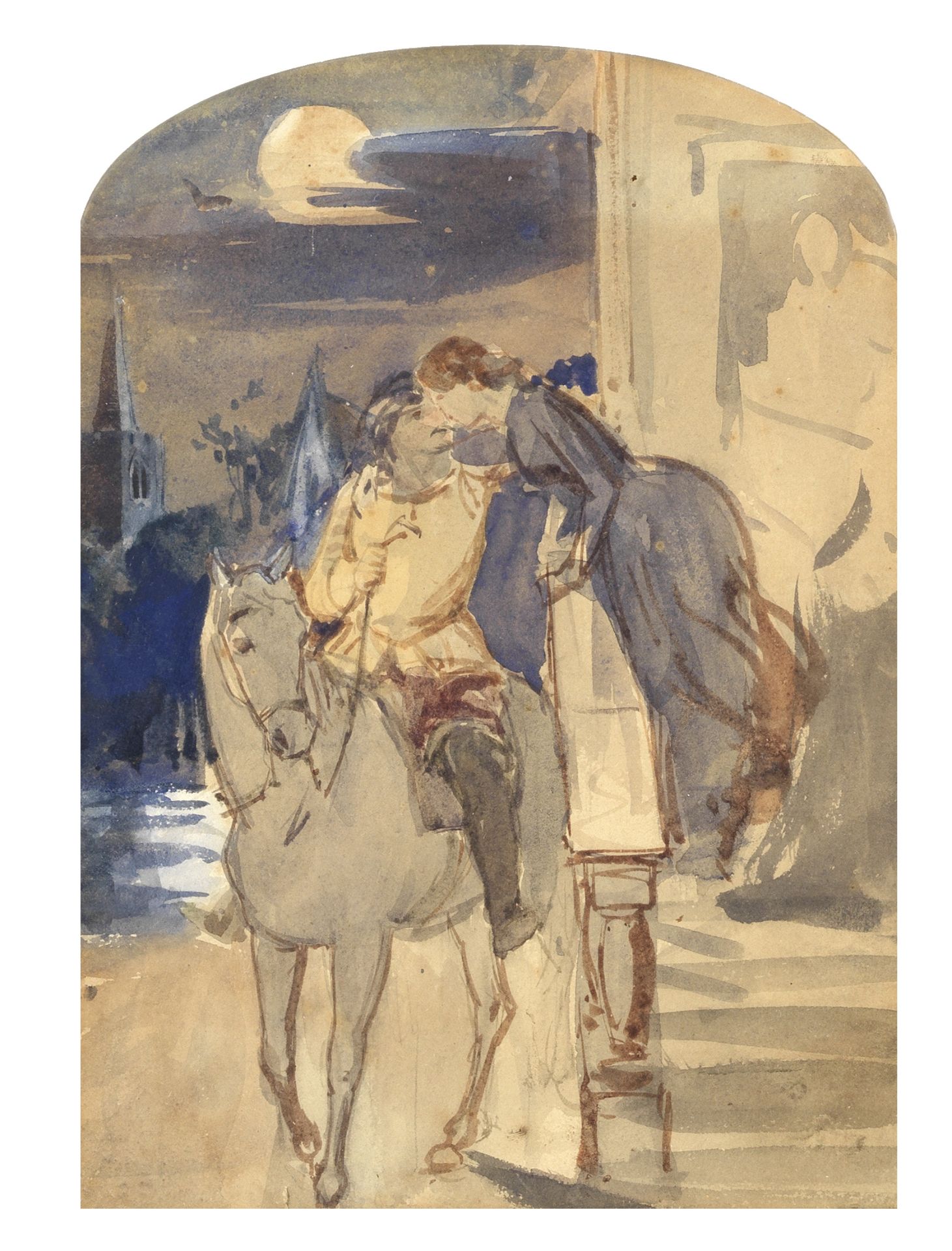 Sir John Everett Millais, PRA (British, 1829-1896) Lovers embracing by moonlight