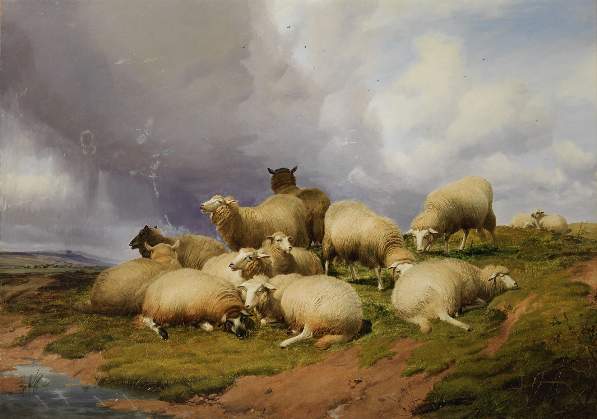 Thomas Sidney Cooper, RA (British, 1803-1902) Flock of sheep on a hillside (together with a lett...