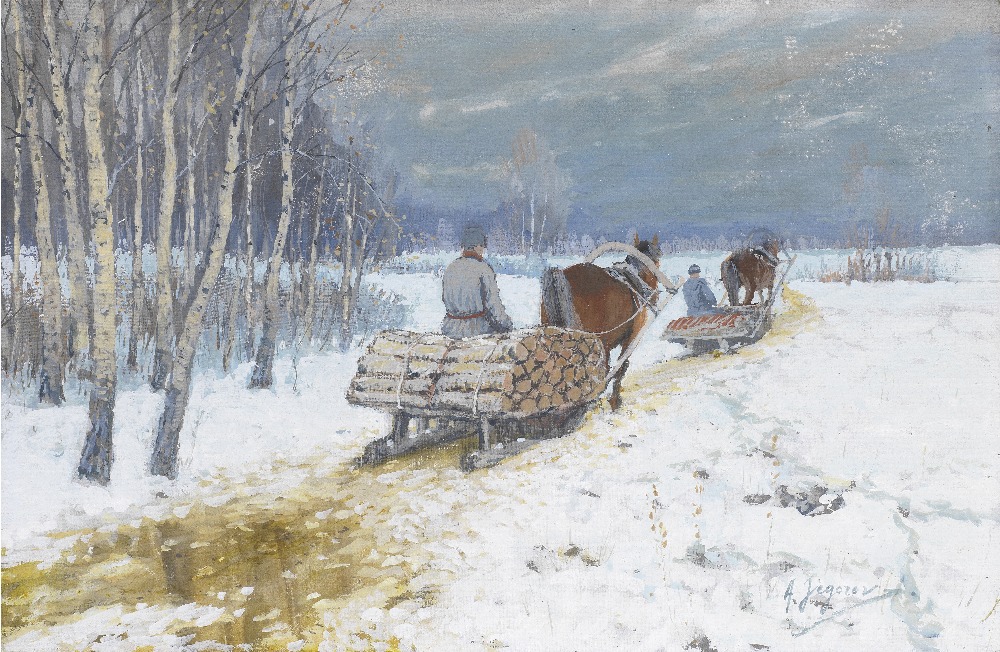 Andrei Afanasievich Egorov (Russian, 1878-1954) Winter scene