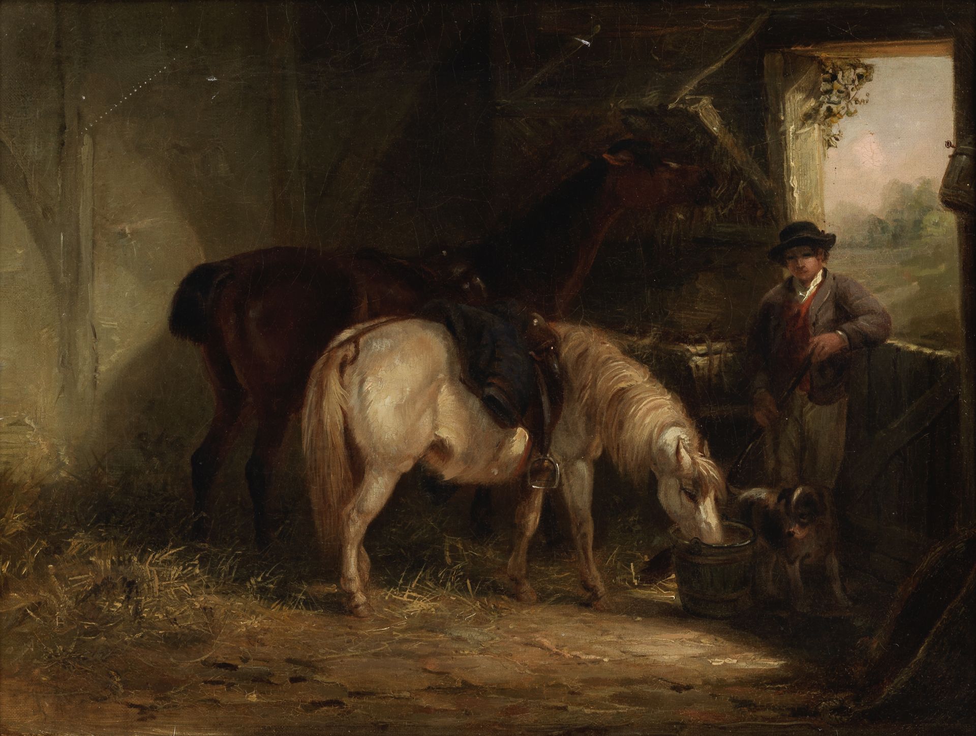 Thomas Smythe (British, 1825-1906) Feeding the ponies