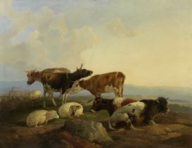 Francis D. Traies (British, 1826-1857) Cattle and sheep