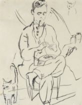 Jules Pascin (1885-1930) Le fumeur et son chat