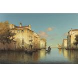 Vallin (Hugo Golli) (Italian, born 1921) Gondola on a canal, Venice