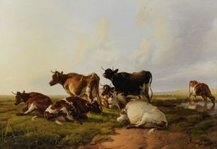 Thomas Sidney Cooper, RA (British, 1803-1902) Cattle grazing in a meadow