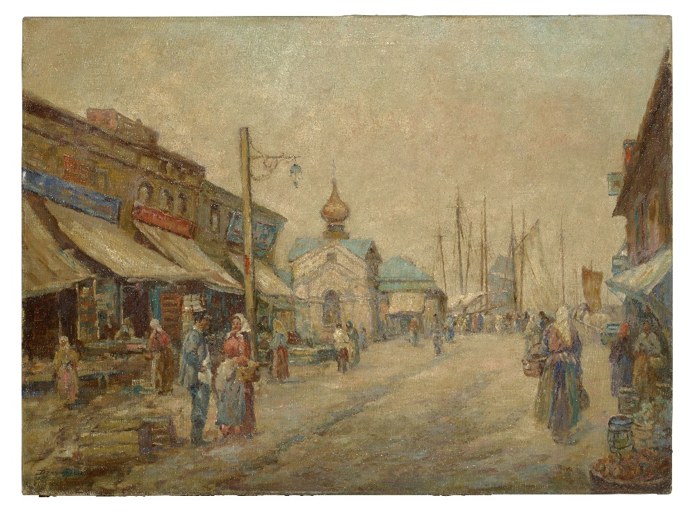 Dennis Ainsley (American, 1880-1952) Cossack market in Rostov-Don