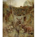 William Huggins (British, 1820-1884) Donkeys and ducks