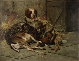 Arthur Wardle RI (British, 1864-1949) Spaniel with game unframed