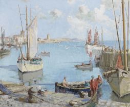 William Lee Hankey RWS, RI, ROI, RE (British, 1869-1952) A French fishing harbour