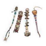 Four Apache beaded awl cases lg. 17, 13, 12 1/2, and 11 in.