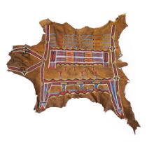 A Northern Plains beaded hide robe 46 x 48 in.