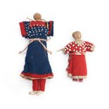 Two Northern Plains beaded cloth dolls ht. 7 3/4, and 4 3/4 in.