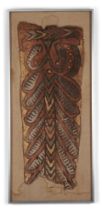 A New Guinea bark painting ht. 36, wd. 14, size of frame 41 1/2 x 18 1/2 in.