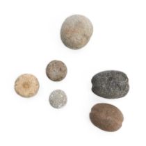 Six Hawaiian stones lg. 4, 3 1/2, 4, 2 1/2, 2 1/4 and 2 in.