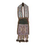 A Great Lakes beaded cloth bandolier bag lg. 36 in.