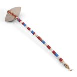 A Plains beaded stone head club lg. 18 3/4 in.