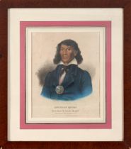 Native American lithograph portrait size 11 1/4 x 9, frame size 19 1/2 x 17 1/4 in.