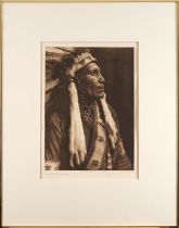 Six Edward S. Curtis (1868-1952) photogravures print size matted under glass 13 x 16 3/4, frame ...